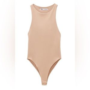 ZARA Tan HALTERNECK BODYSUIT Size S